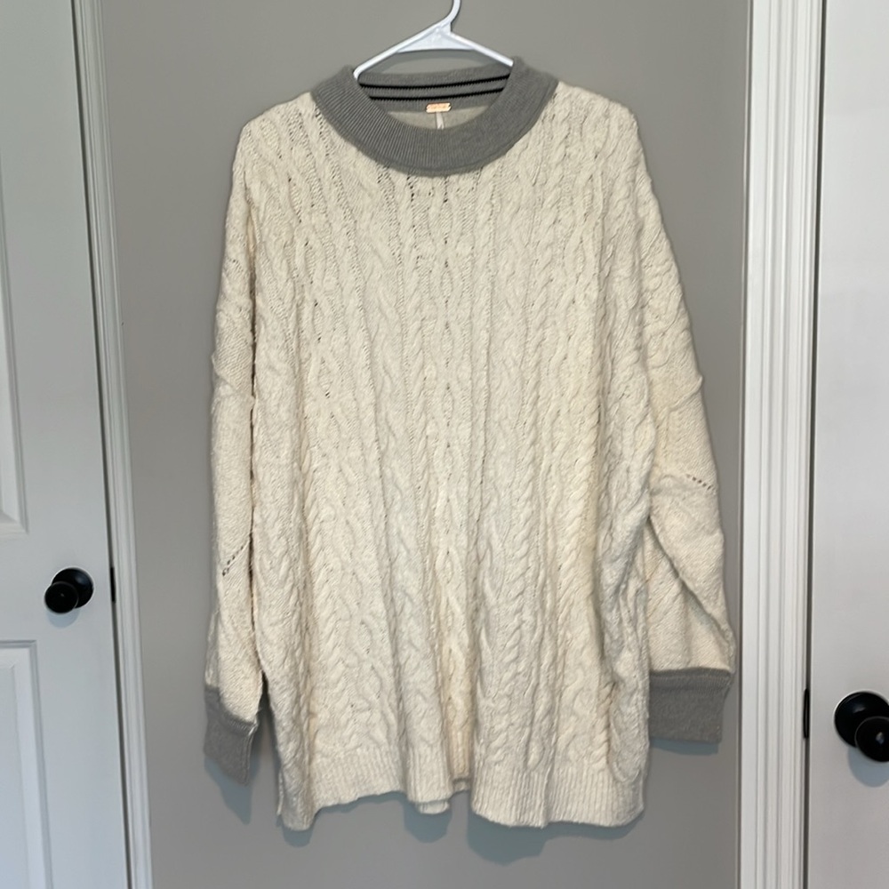 Free People Cream and Gray Olympia Tunic Sweater - Picture 9 of 14